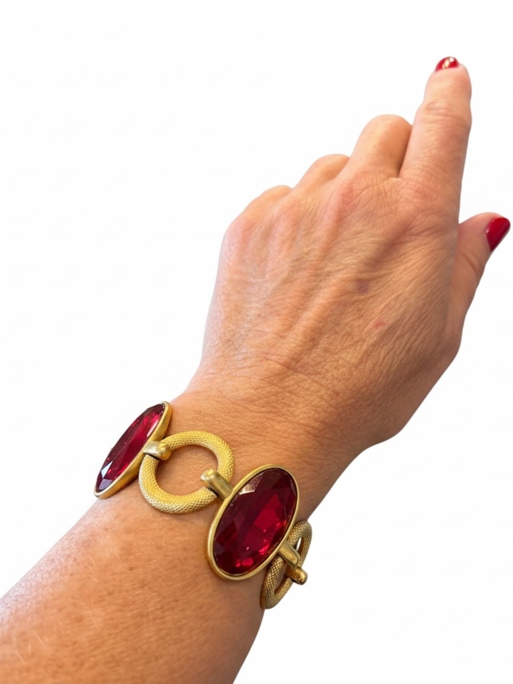 Yves Saint Laurent Gold-Tone Bracelet with Red Oval Stones - Picture 10 of 10
